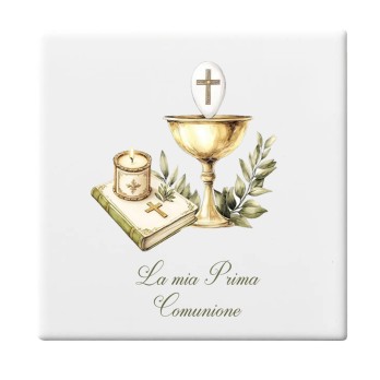 Mattonella magnete Comunione Calice verde Personalizzabile - 10 pz