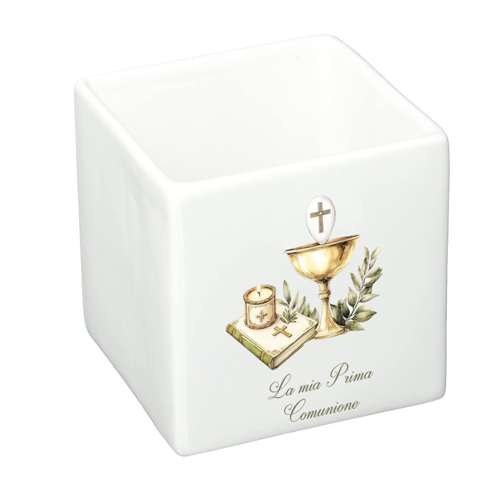 Vaso cubo Comunione calice verde personalizzabile - 6 pz