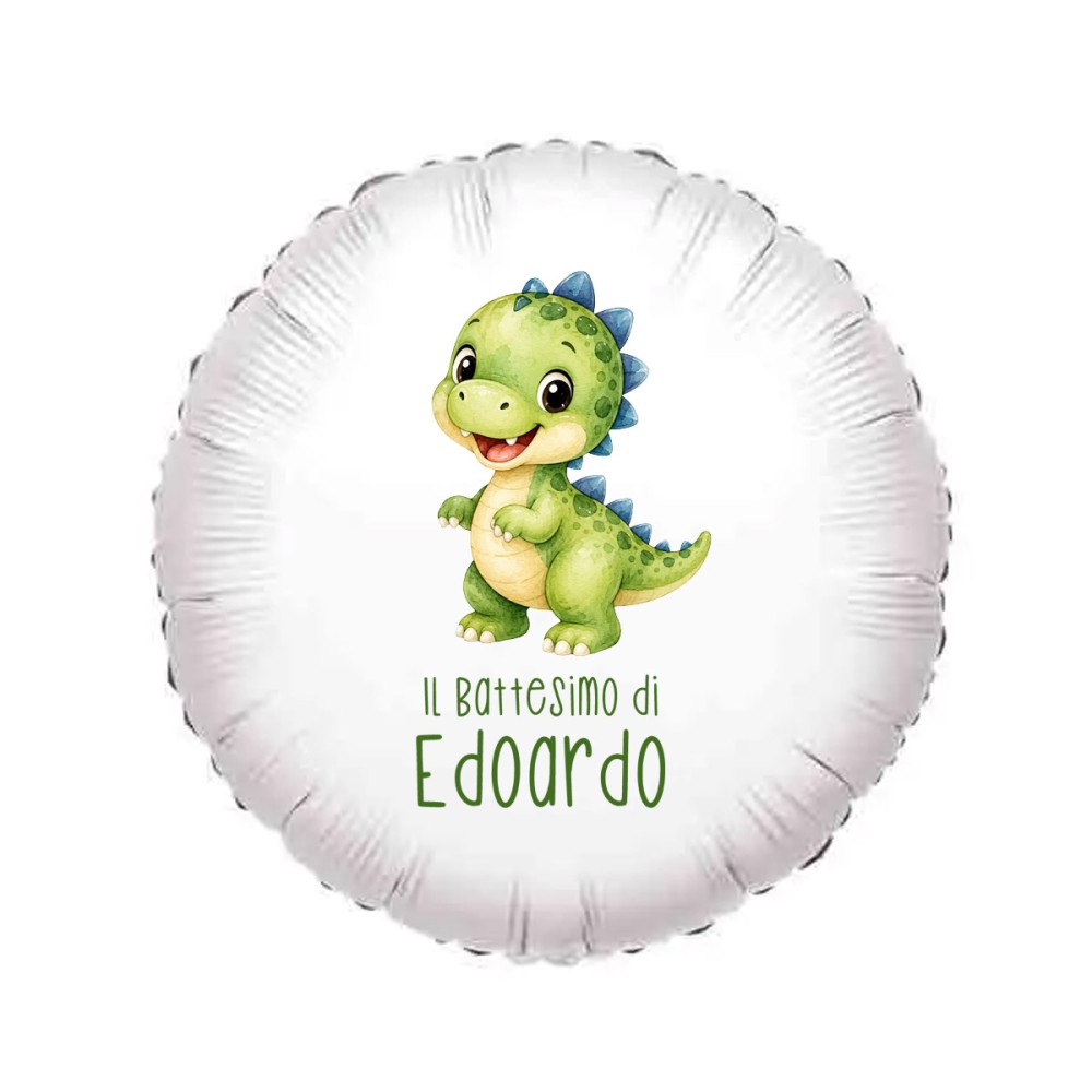 Palloncino foil personalizzabile Battesimo dinosauro