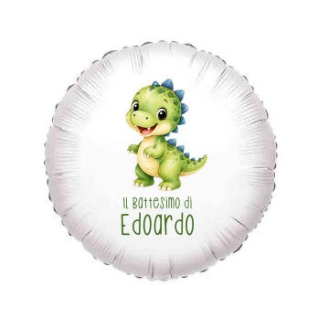 Palloncino foil personalizzabile Battesimo dinosauro