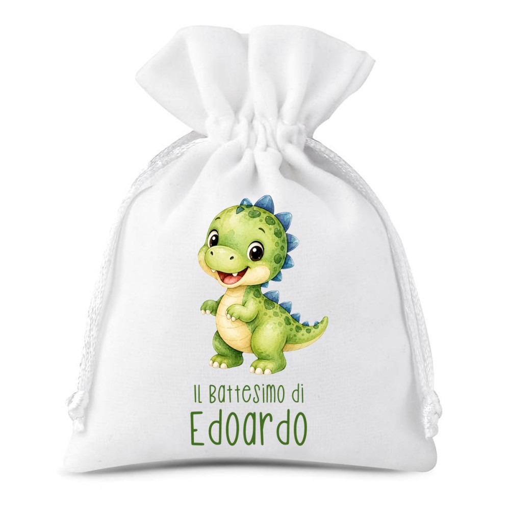 Sacchetti prima Battesimo dinosauro personalizzabili - 30 pz