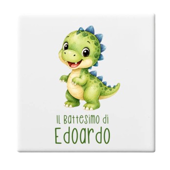 Mattonella magnete Battesimo Dinosauro Personalizzabile - 10 pz