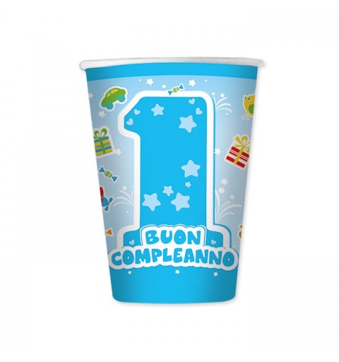 KIT N 2 -  COORDINATO PRIMO COMPLEANNO ONE LIGHT BLUE