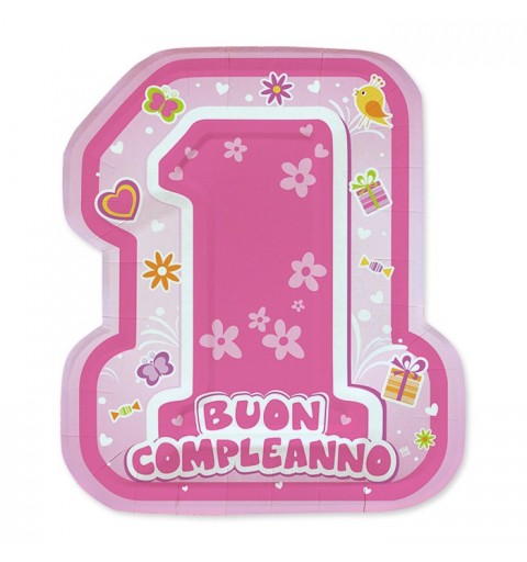 KIT N 3 - ADDOBBI PRIMO COMPLEANNO BAMBINA ONE PINK