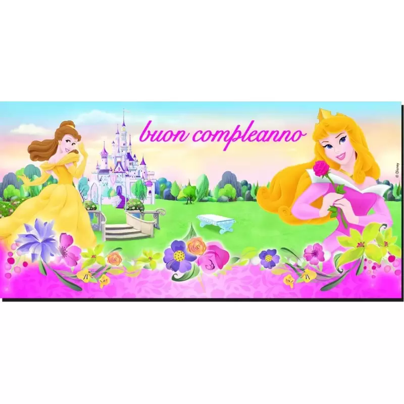 KIT 38 - COORDINATO TAVOLA COMPLEANNO BAMBINA PRINCIPESSE DISNEY + DECORAZIONE MURALE