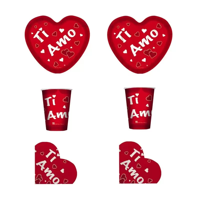 IRPot - KIT N2 COORDINATO TAVOLA "TI AMO" ADDOBBI FESTA INNAMORATI SAN VALENTINO