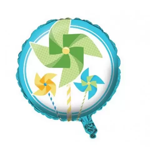 PALLONCINO FOIL 45 CM GIRANDOLA CELESTE ADDOBBO FESTA COMPLEANNO 1 ANNO BAMBINO