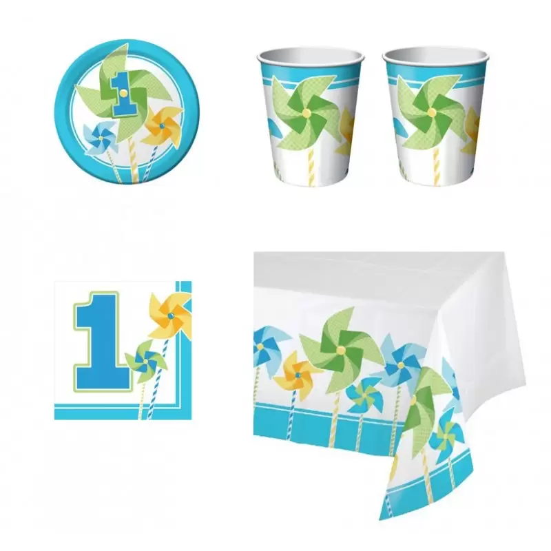 IRPot - KIT N 3 GIRANDOLA CELESTE CCORDINATO COMPLEANNO 1 ANNO BAMBINO SET PARTY