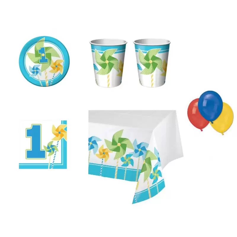 IRPot - KIT N 4 COORDINATO GIRANDOLA CELESTE 1 ANNO BAMBINO COMPLEANNO BIMBO 