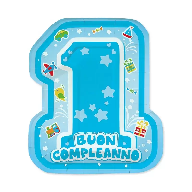 IRPot - KIT N 4 ONE LIGHT BLUE 1 ANNO BIMBO COORDINATO PRIMO COMPLEANNO