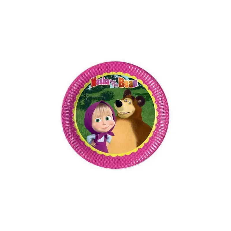 IRPot - KIT N22 MASHA E ORSO SET ADDOBBI COORDINATO TAVOLA COMPLEANNO BAMBINA