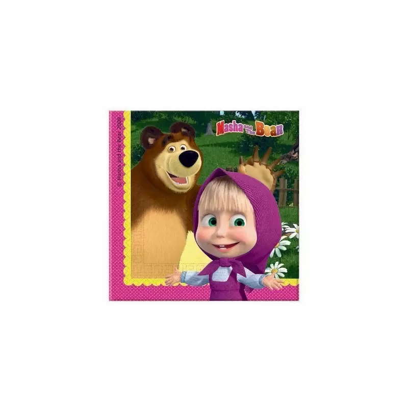 IRPot - KIT N22 MASHA E ORSO SET ADDOBBI COORDINATO TAVOLA COMPLEANNO BAMBINA