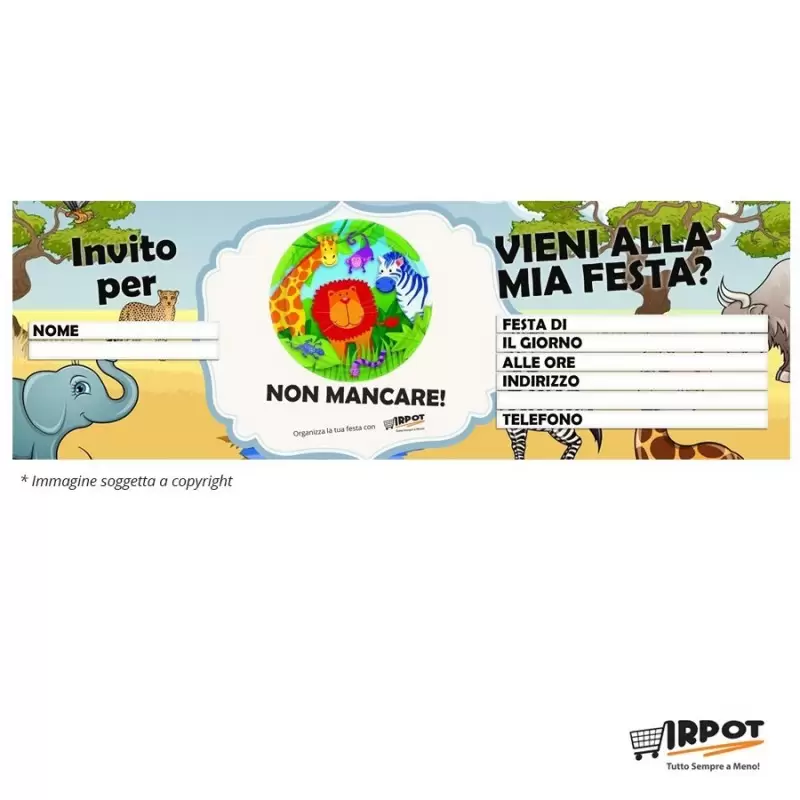 IRPot - KIT 9 COORDINATO COMPLEANNO WILD KINGDOM BAMBINO ANIMALI FORESTA INVITI