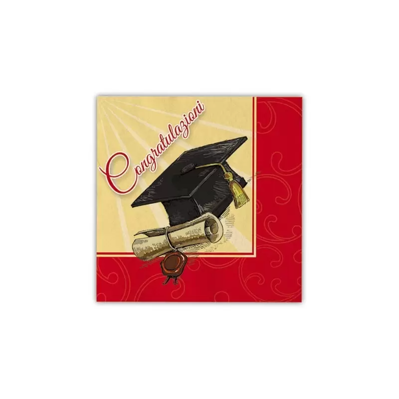 KIT N.7 COORDINATO TAVOLA LAUREA ROSSO + MONOCOLORE ROSSO