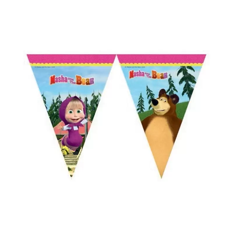 FESTONE BANDIERINE MASHA E L' ORSO ADDOBBO DECORAZIONE FESTA COMPLEANNO BAMBINI