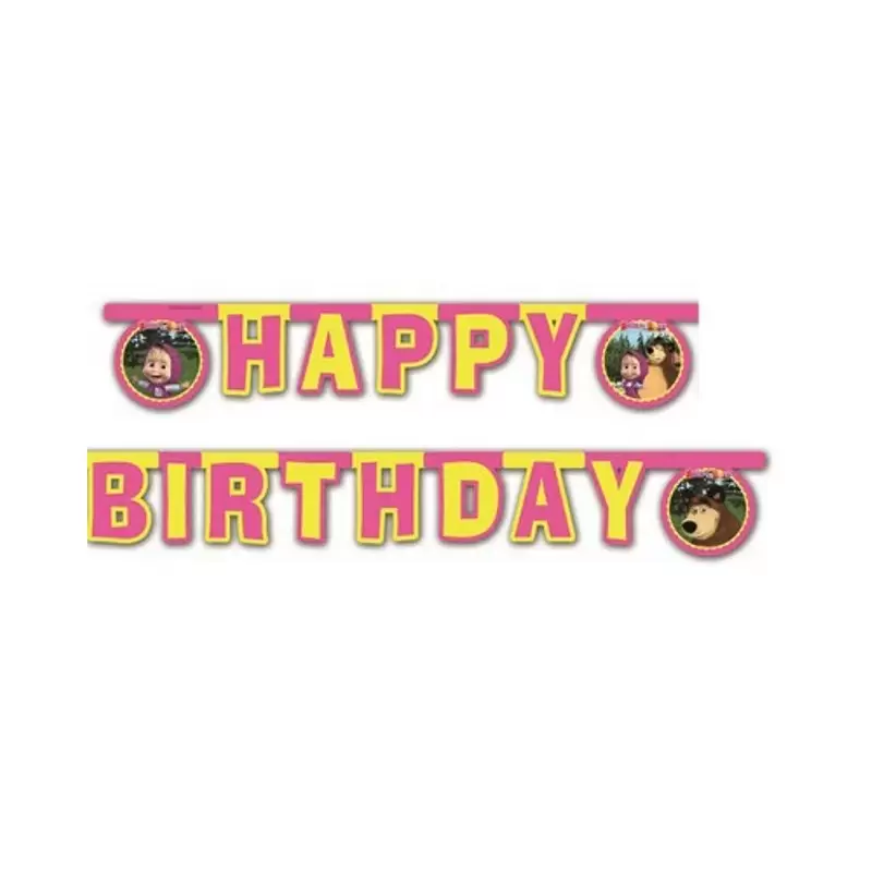 IRPot - KIT N 13 COORDINATO MASHA E L'ORSO DECORAZIONI TAVOLA COMPLEANNO BAMBINA