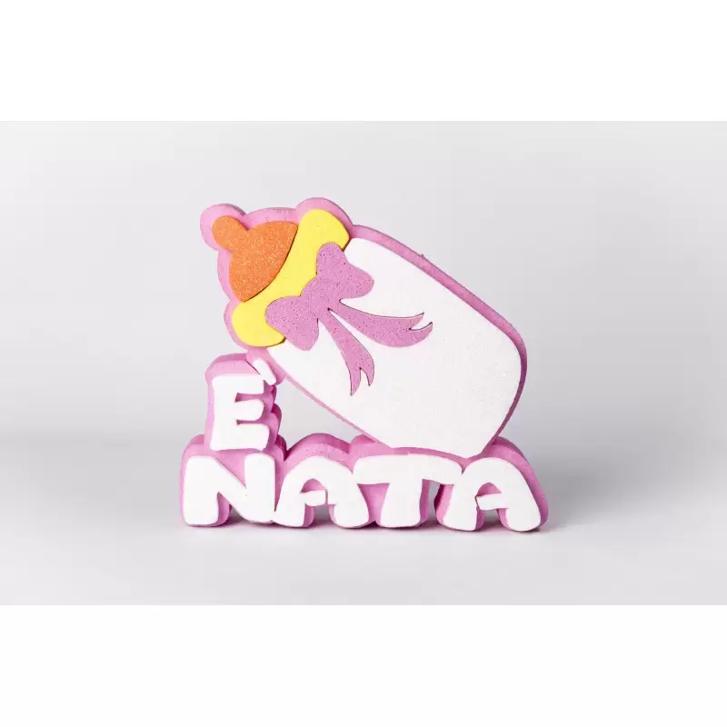 DECORAZIONE E' NATO NASCITA GLITTERATA IN POLISTIROLO BIBERON CELESTE CI114