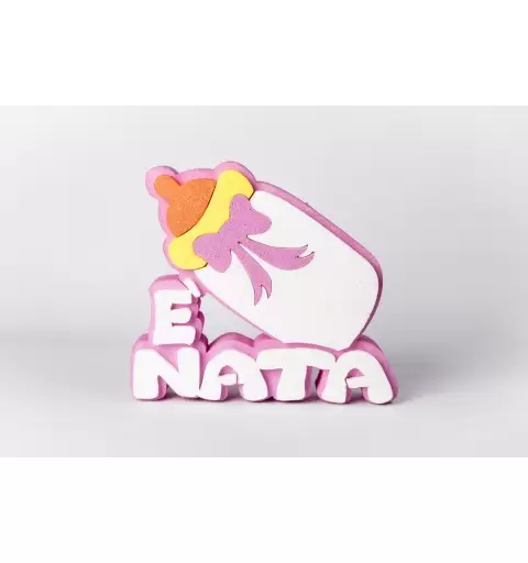 DECORAZIONE E' NATA GLITTERATA IN POLISTIROLO BIBERON ROSA CI114