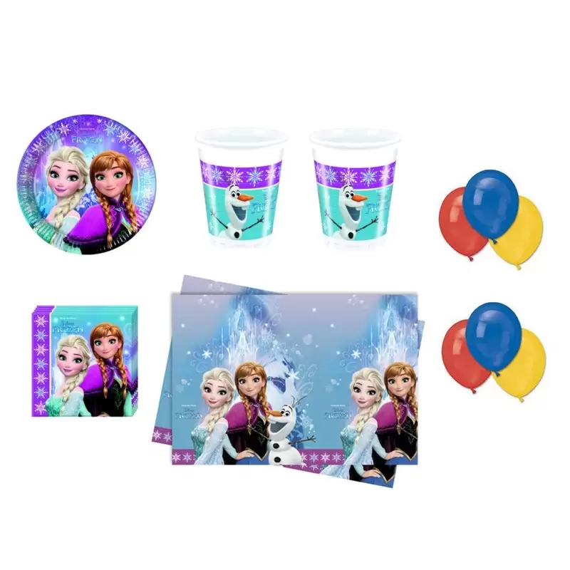 COORDINATO FROZEN NORTHEN COMPLEANNO KIT N 4 BAMBINA PALLONCINI PARTY 