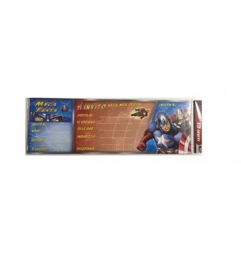 COORDINATO TAVOLA CAPITAN AMERICA COMPLEANNO KIT N 9 BAMBINO CON INVITI