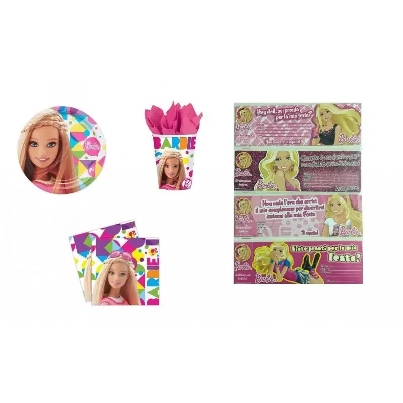 coordinato tavola barbie compleanno inviti blocchetto