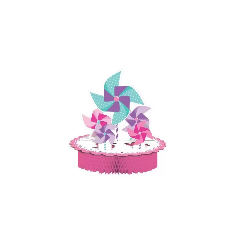 CENTROTAVOLA GIRANDOLA ROSA ADDOBBO TAVOLA DECORAZIONE COMPLEANNO 1 ANNO BAMBINA