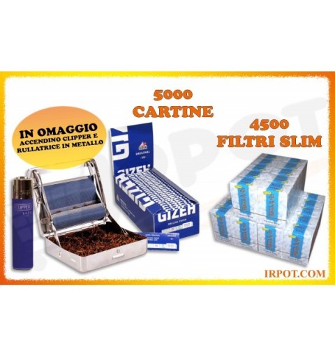 4080 Filtri OCB Slim 6mm 5000 Cartine Rizla Corte Blu Libretti Per Tabacco Kit 
