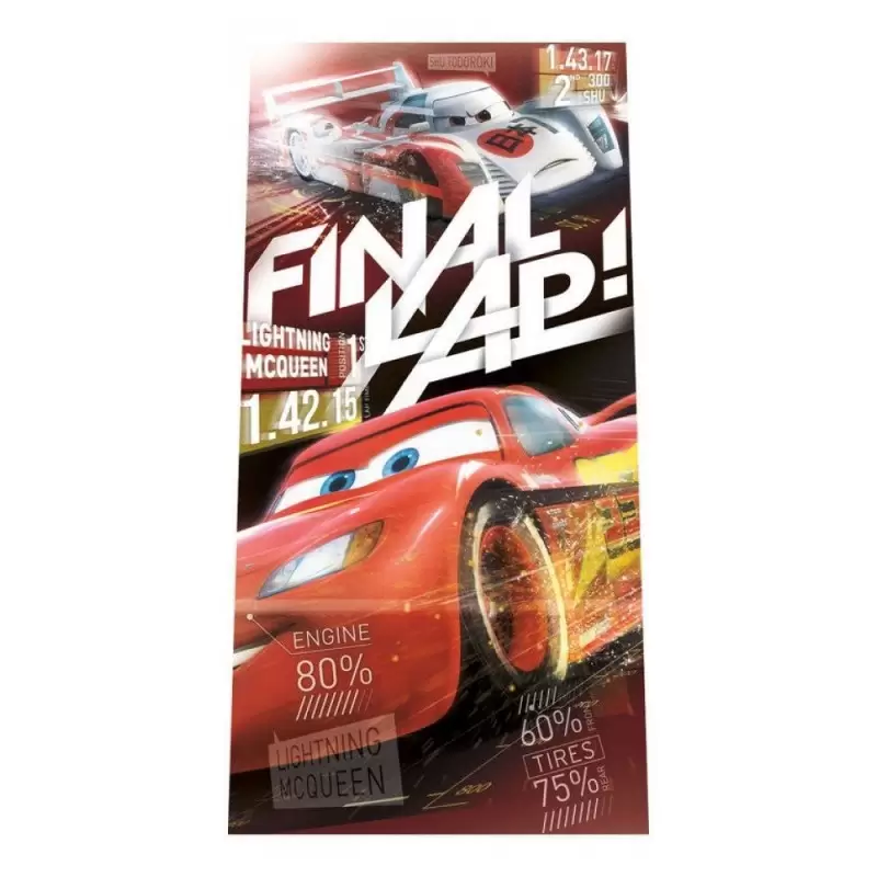 TELO MARE CARS FINAL SLAP WD16943 ASCIUGAMANI BAMBINI BIMBO MARE PISCINA SPORT