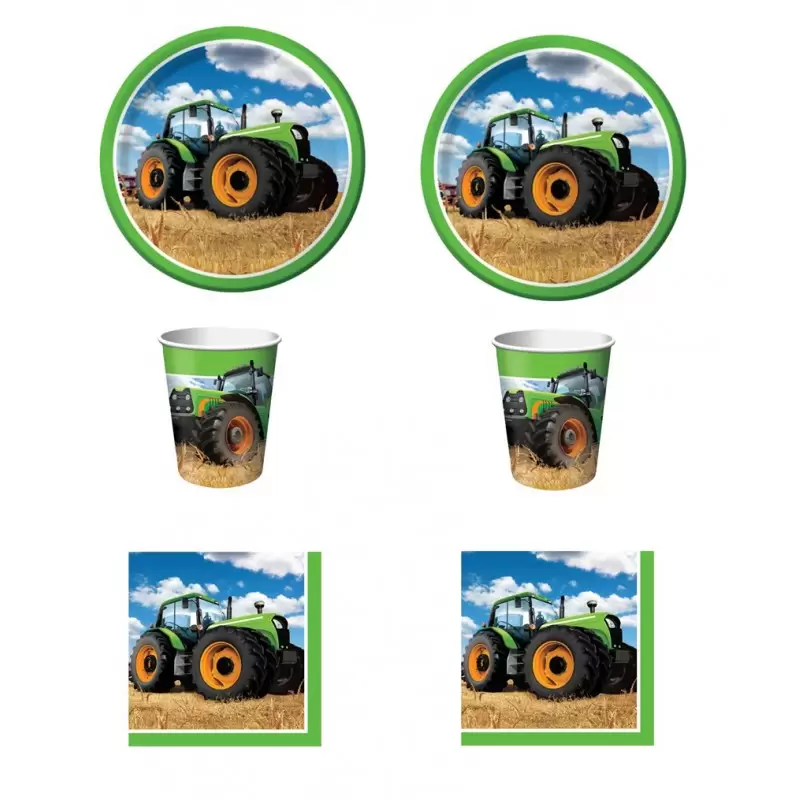 COORDINATO TAVOLA TRATTORE FESTA A TEMA TRATTORI KIT N 2  BAMBINO BAMBINI