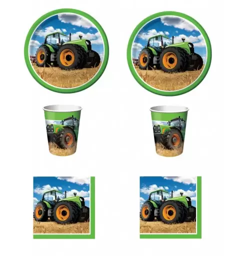 COORDINATO TAVOLA TRATTORE FESTA A TEMA TRATTORI KIT N 2  BAMBINO BAMBINI