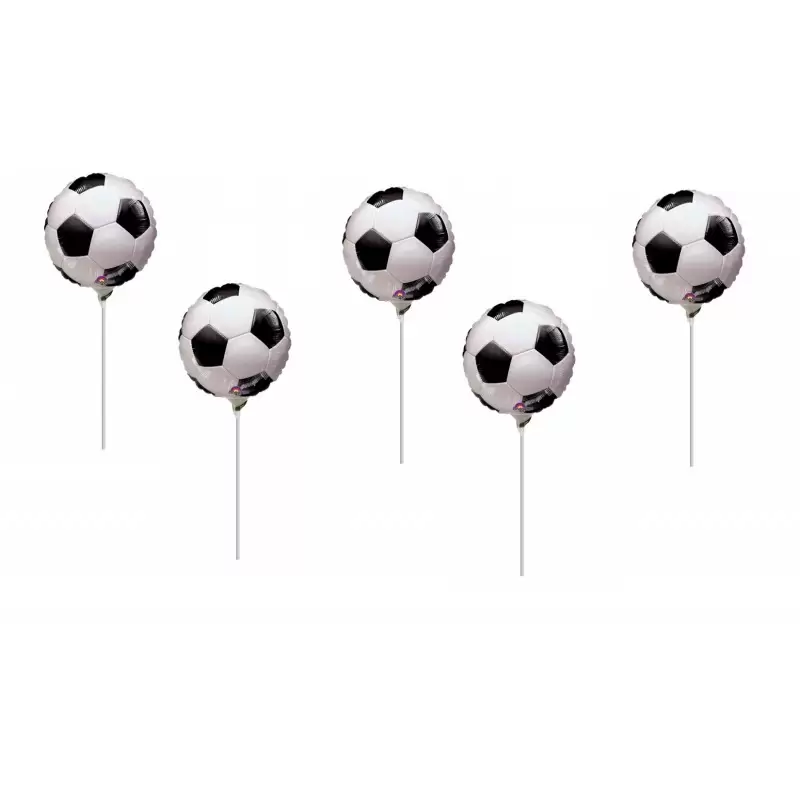 5 PALLONCINI MINI FOIL CALCIO CON ASTA