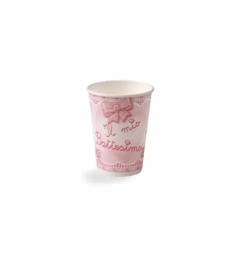 BICCHIERI BATTESIMO FIOCCO ROSA 10 PZ
