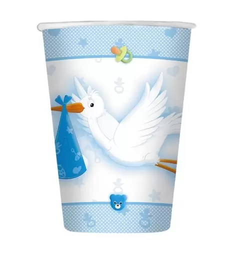kit tavola benvenuto cicogna celeste nascita 