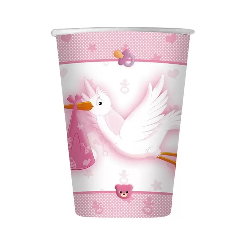 BICCHIERI BENVENUTA CICOGNA ROSA 10 PZ