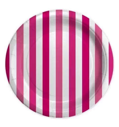 PIATTI STRISCE FUXIA 8 PZ