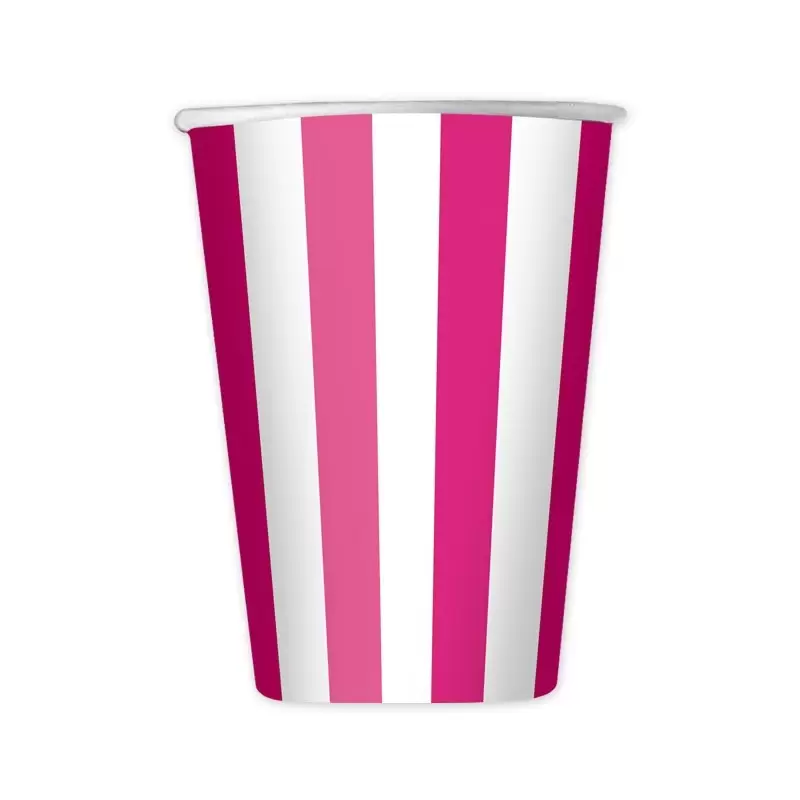 BICCHIERI STRISCE FUXIA 8 PZ