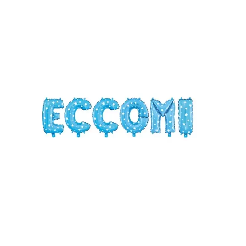 COMPOSIZIONE LETTERE FOIL " ECCOMI " CELESTE 