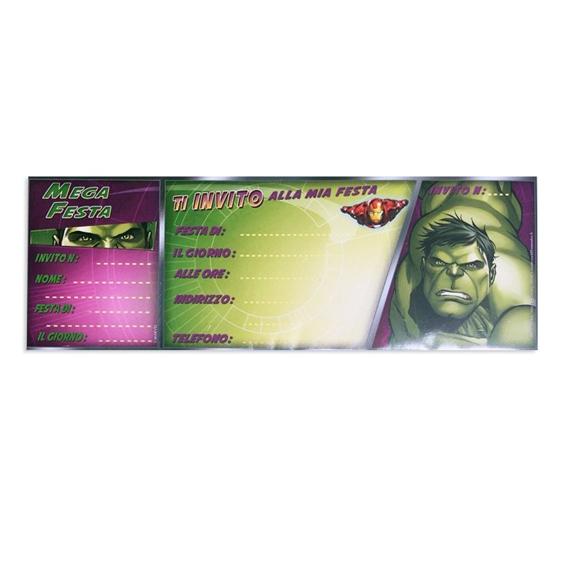 Inviti Compleanno Bambini Invito di Hulk Capitano America Warriors Biglietti Vendicatori Battesimo con Buste Lettera 16 Biglietti Cartoline per Festa Baby Shower Miotlsy Invito supereroe 