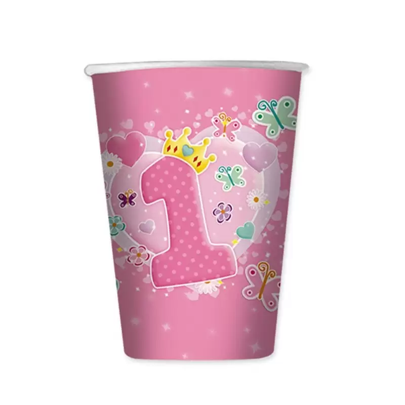 BICCHIERI 1 ANNO CUORE ROSA 10 PZ