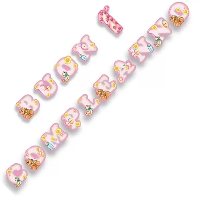 festone 1 anno orsetta rosa