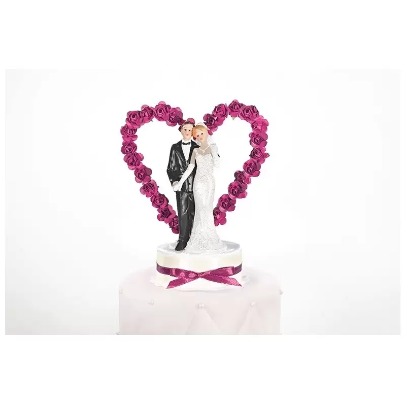 TOPPER SPOSI NOVELLI GHIRLANDA CUORE DI ROSE PMF44-080
