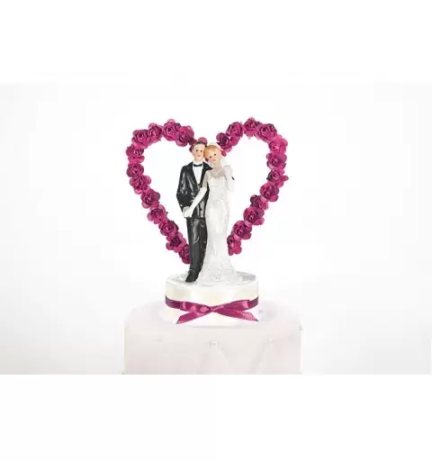 TOPPER SPOSI NOVELLI GHIRLANDA CUORE DI ROSE PMF44-080