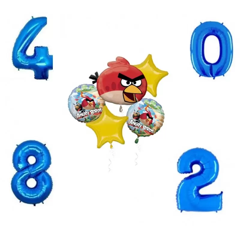 Bouquet Palloncini Angry Birds + 1 Numero Foil 