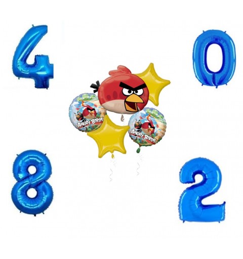 Bouquet Palloncini Angry Birds + 1 Numero Foil 