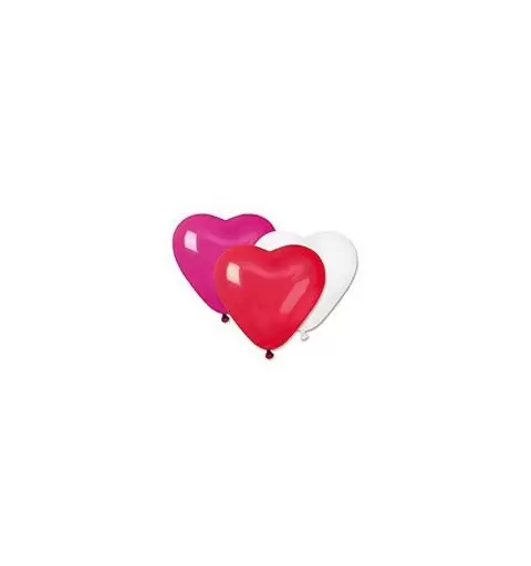 100 PALLONCINI CUORE MULTICOLOR 16 CM / 6"