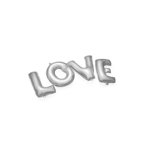 scritta love argento silver