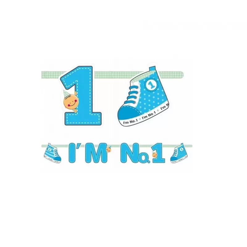 GHIRLANDA PRIMO COMPLEANNO " I'M NUMBER 1 " CELESTE GRL10/B 