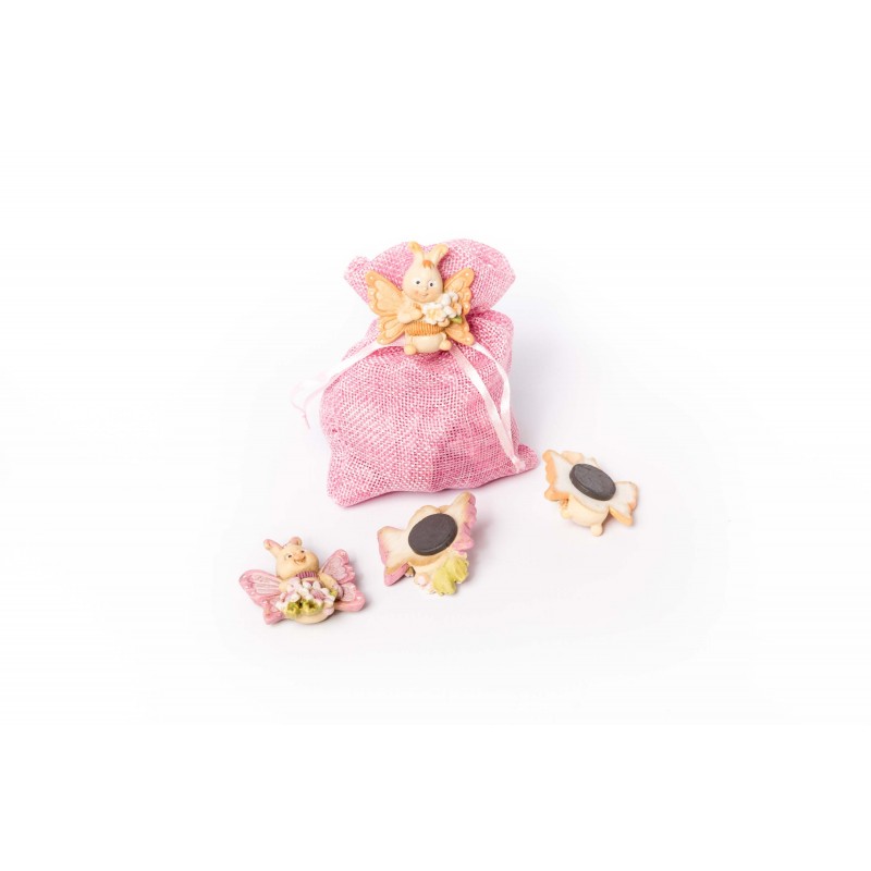 sacchetti rosa + magneti farfalla