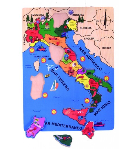 PUZZLE ITALIA IN LEGNO GIOCO DIDATTICO CP003