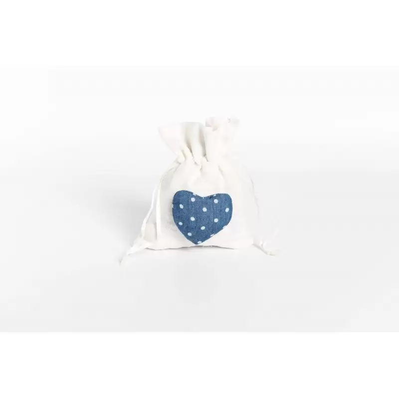 SACCHETTI IUTA PORTACONFETTI CON CUORE BLU